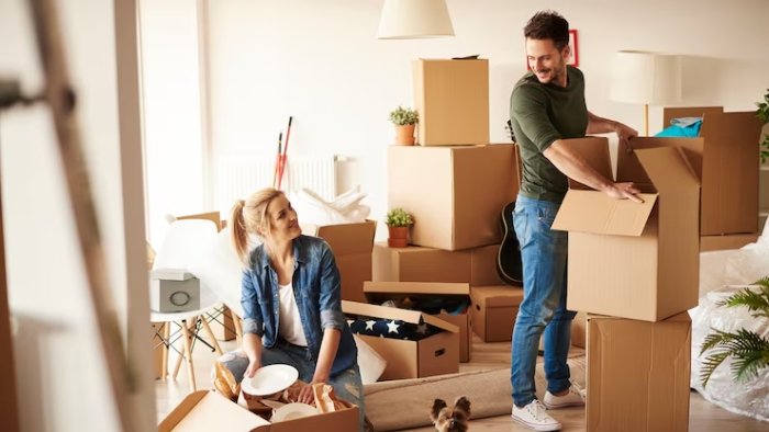 Household boxes and furniture prepared for shifting